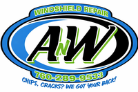 Logo for "AW Windshield Repair" with phone number.