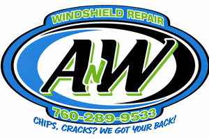 Logo for "AW Windshield Repair" with phone number.