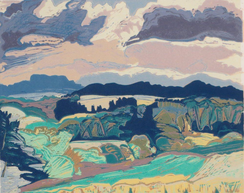 Landscape with colorful brushstrokes depicting trees