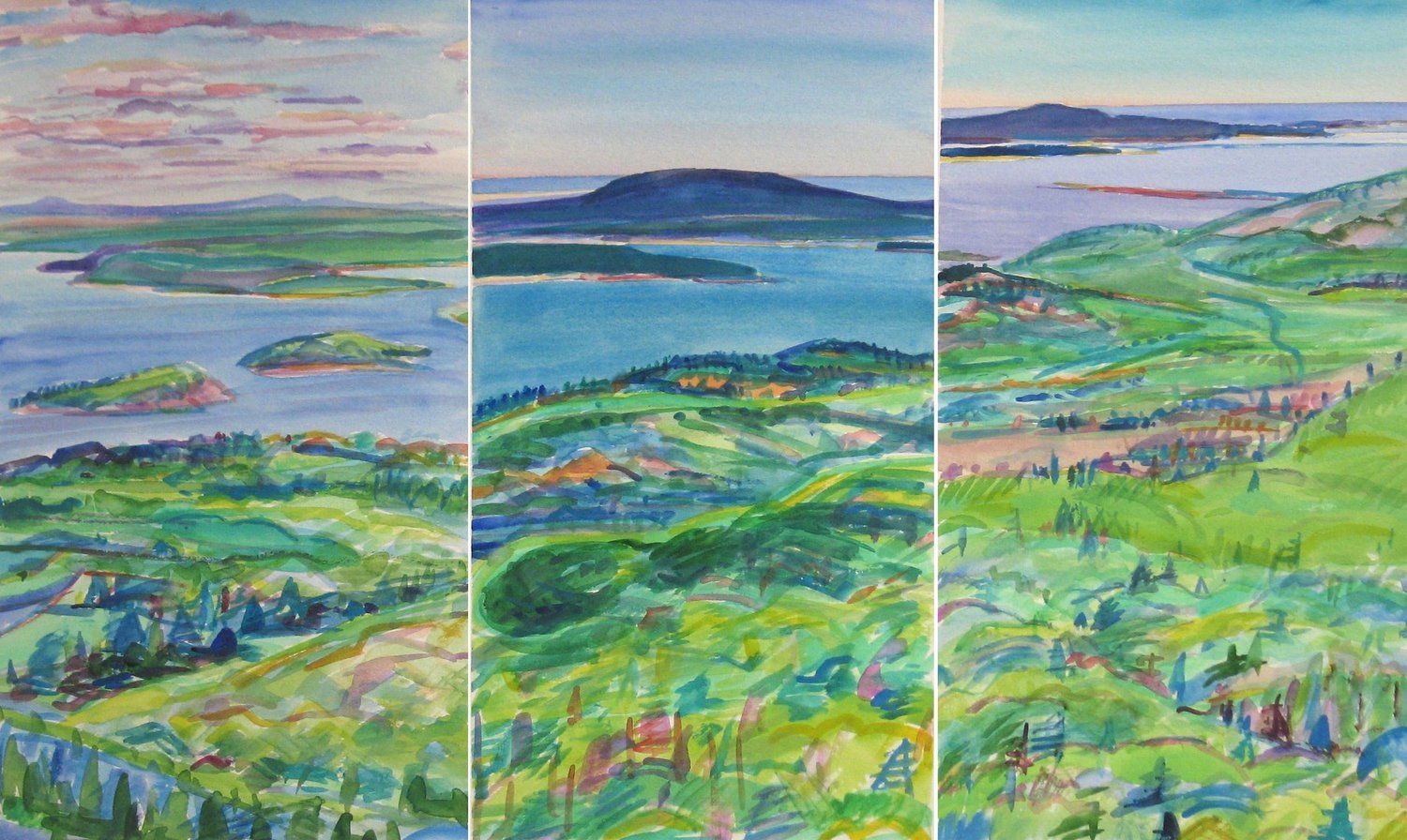 Three watercolor paintings