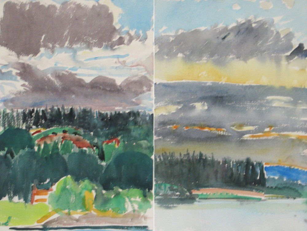 Two watercolor landscapes