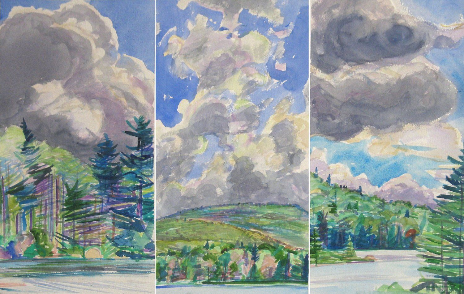 Watercolor triptych