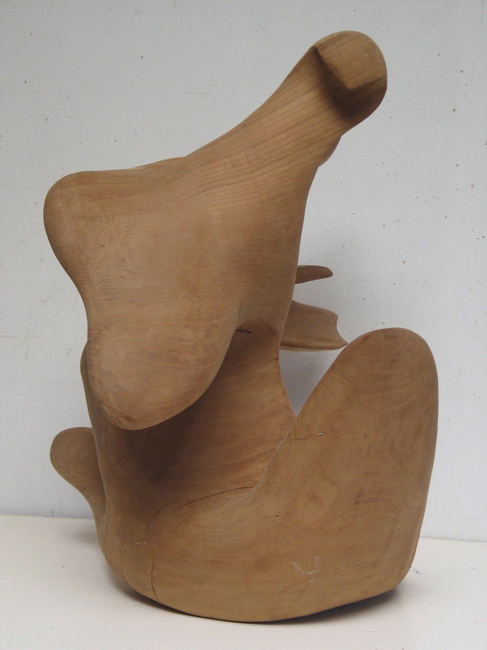 Abstract wooden sculpture with rounded forms