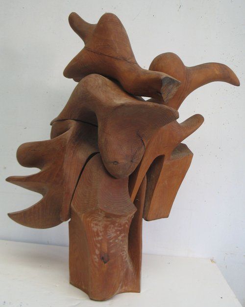 Abstract wooden sculpture of organic shapes