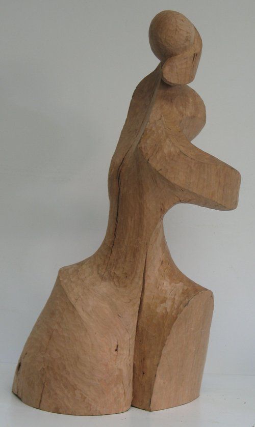 Wooden sculpture of a woman