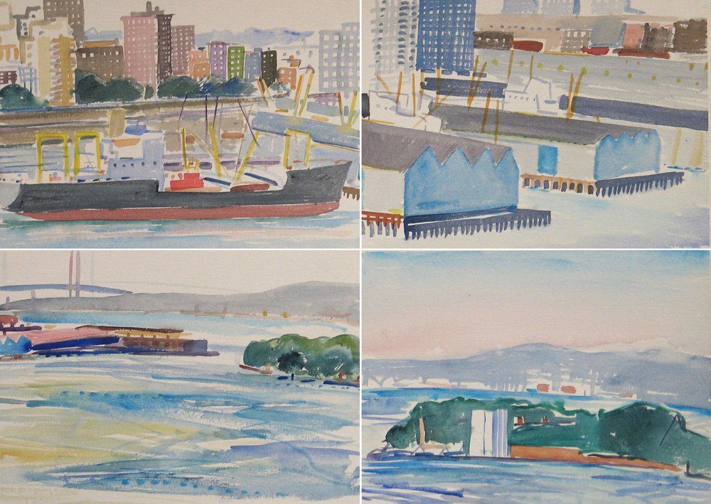 Four watercolor paintings