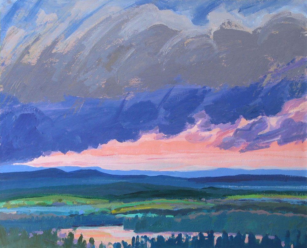 Overcast sky with dark blue and gray clouds