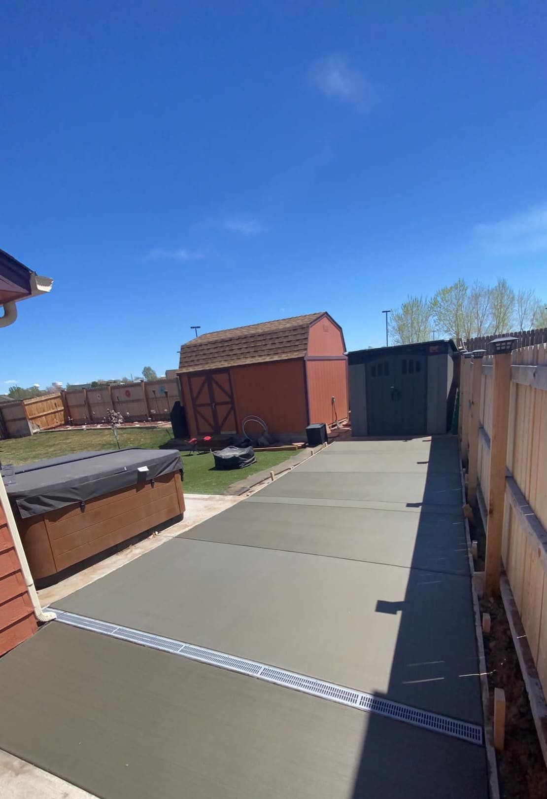 Completed driveway to back garage