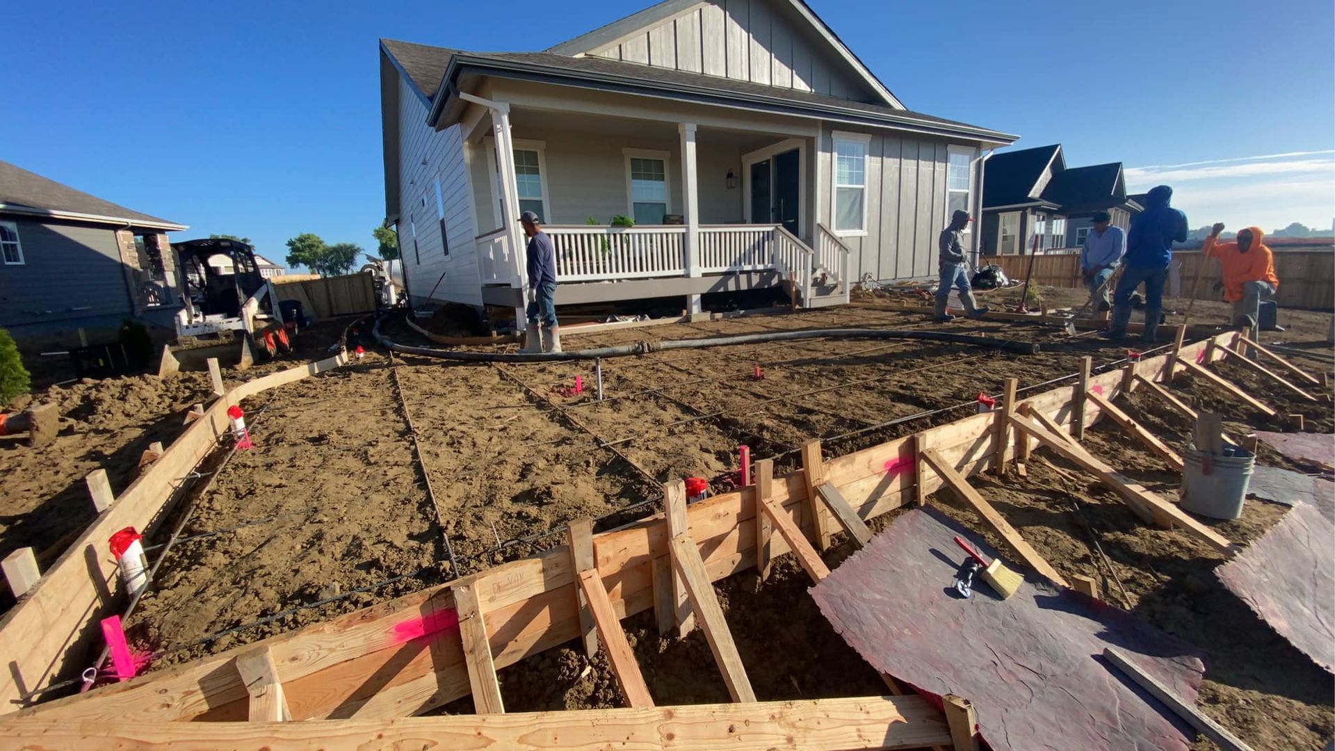 Concrete pouring for driveways