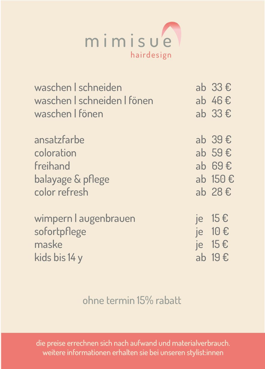 Preisliste Friseur Bielefeld