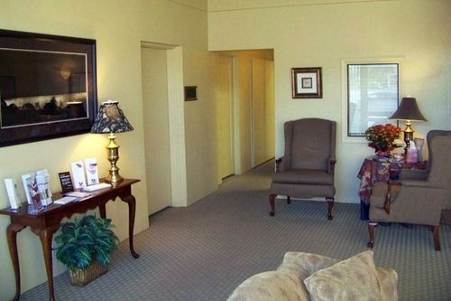Visiting room with seating at Denton Wood Funeral Home