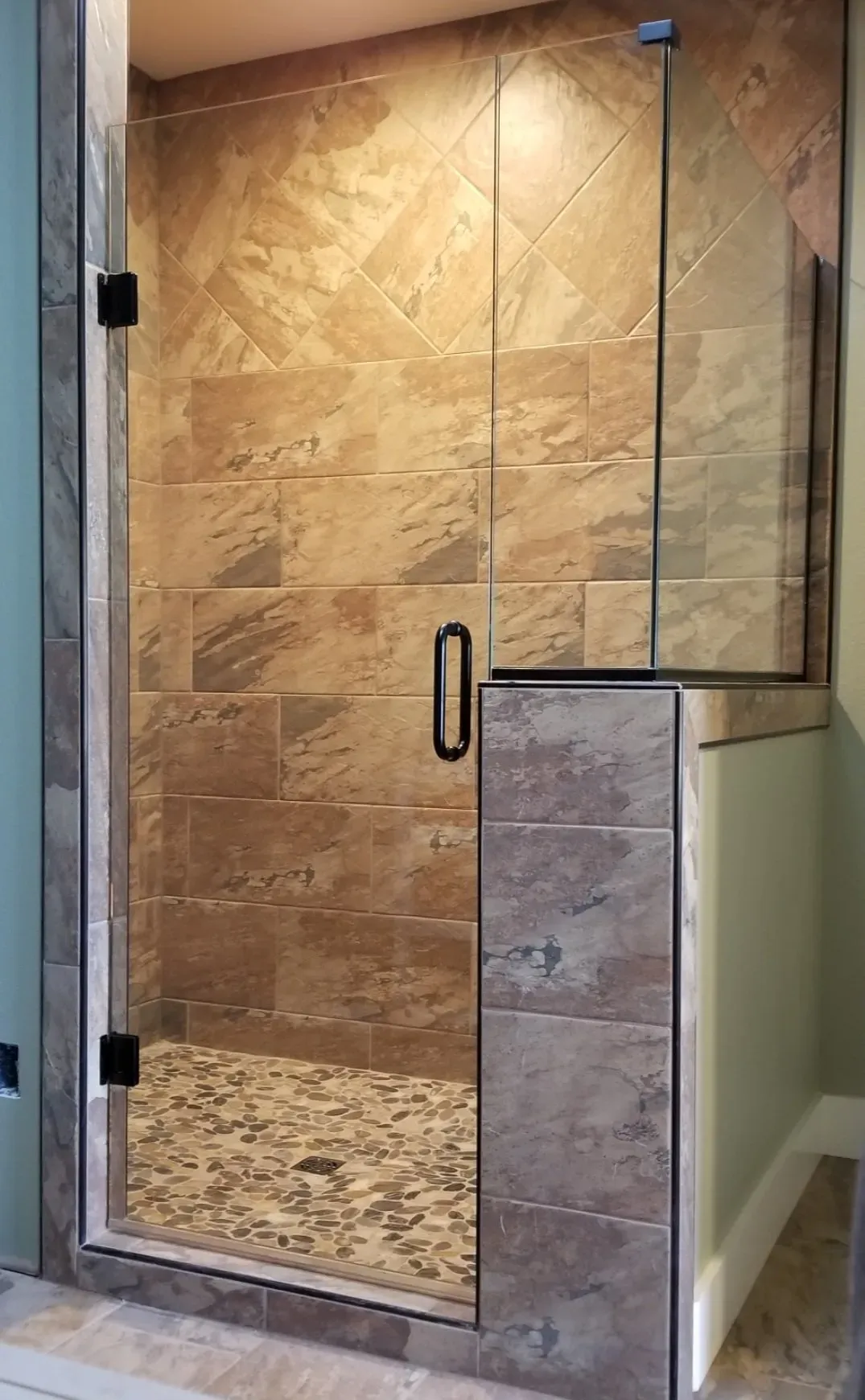 Brown Tile Bathroom — Mountain Home, AR — Custom Glass