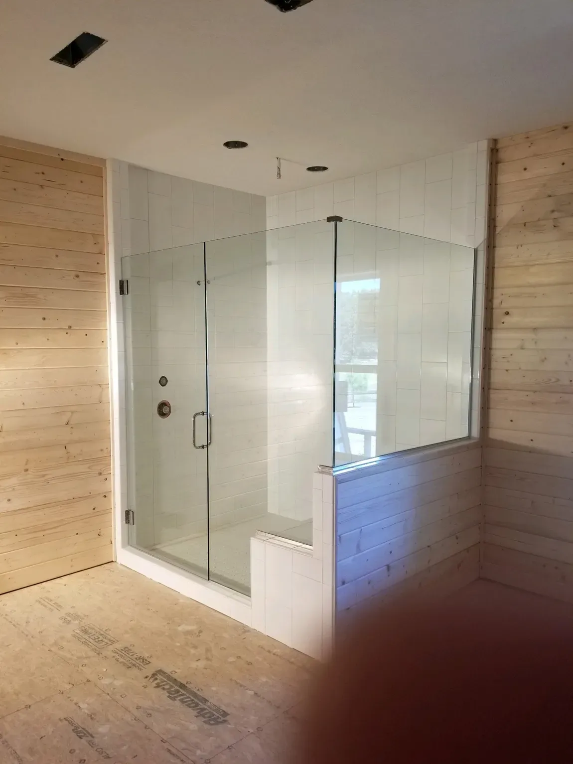 Wood And Tile Design Bathroom — Mountain Home, AR — Custom Glass