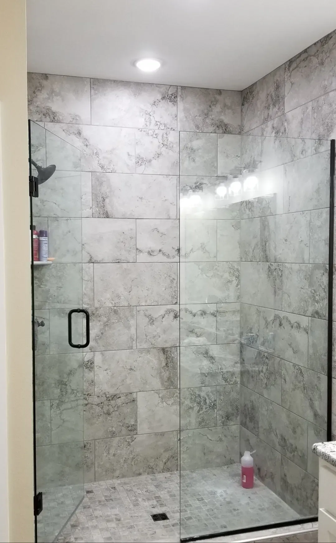 Light Gray Tile Bathroom — Mountain Home, AR — Custom Glass