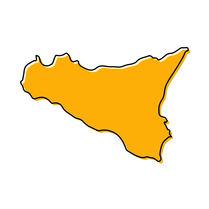 Una sagoma di una mappa dell'Italia su uno sfondo bianco.