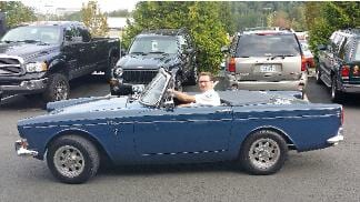 Tony driving a 1967 Sunbeam Tiger after service