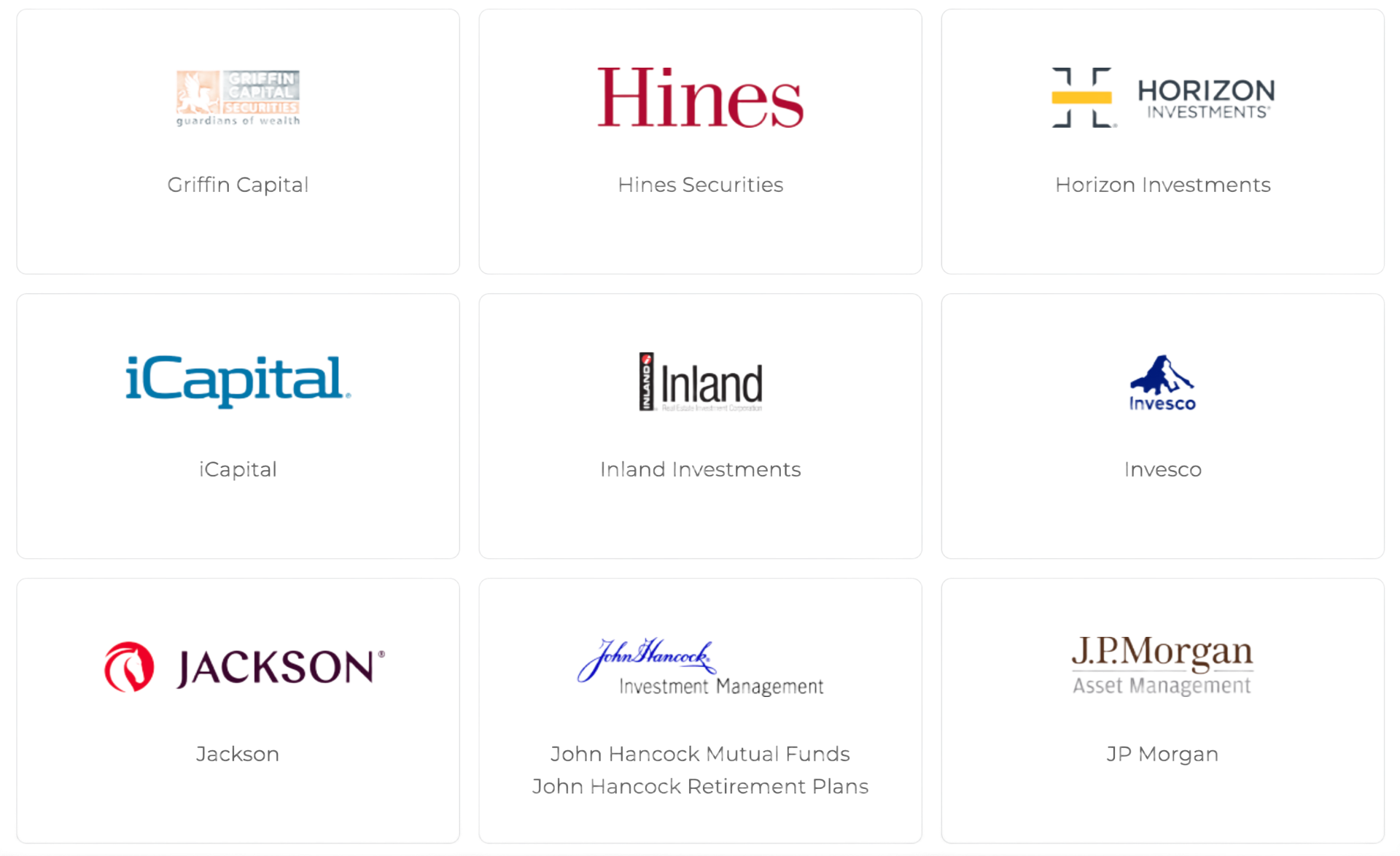 Logos of nine financial institutions.