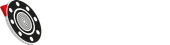 Logotipo negro, blanco y rojo con diseño de huella digital, colocado sobre un círculo y una forma roja.