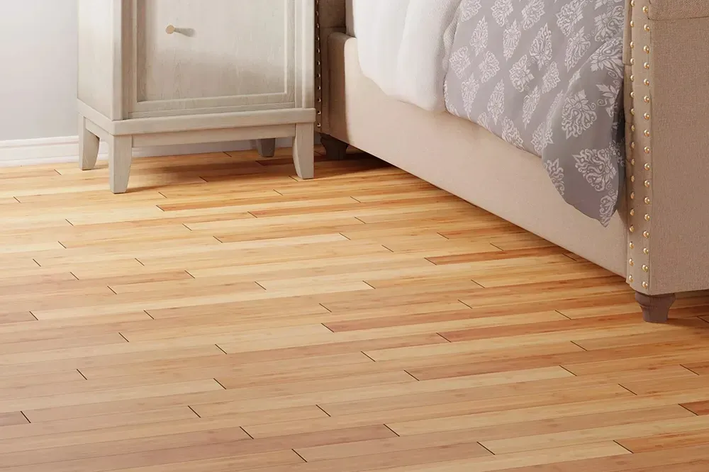 Bamboo flooring in bedroom.