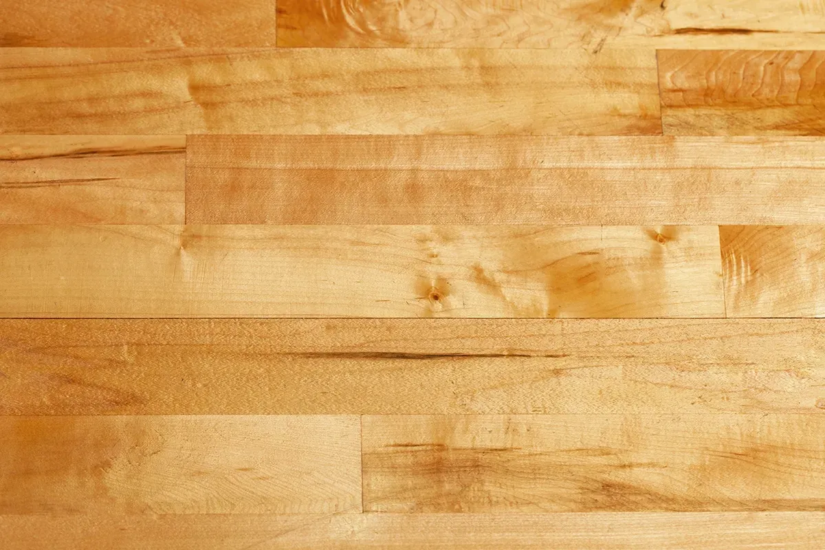 Closeup of birch flooring planks.