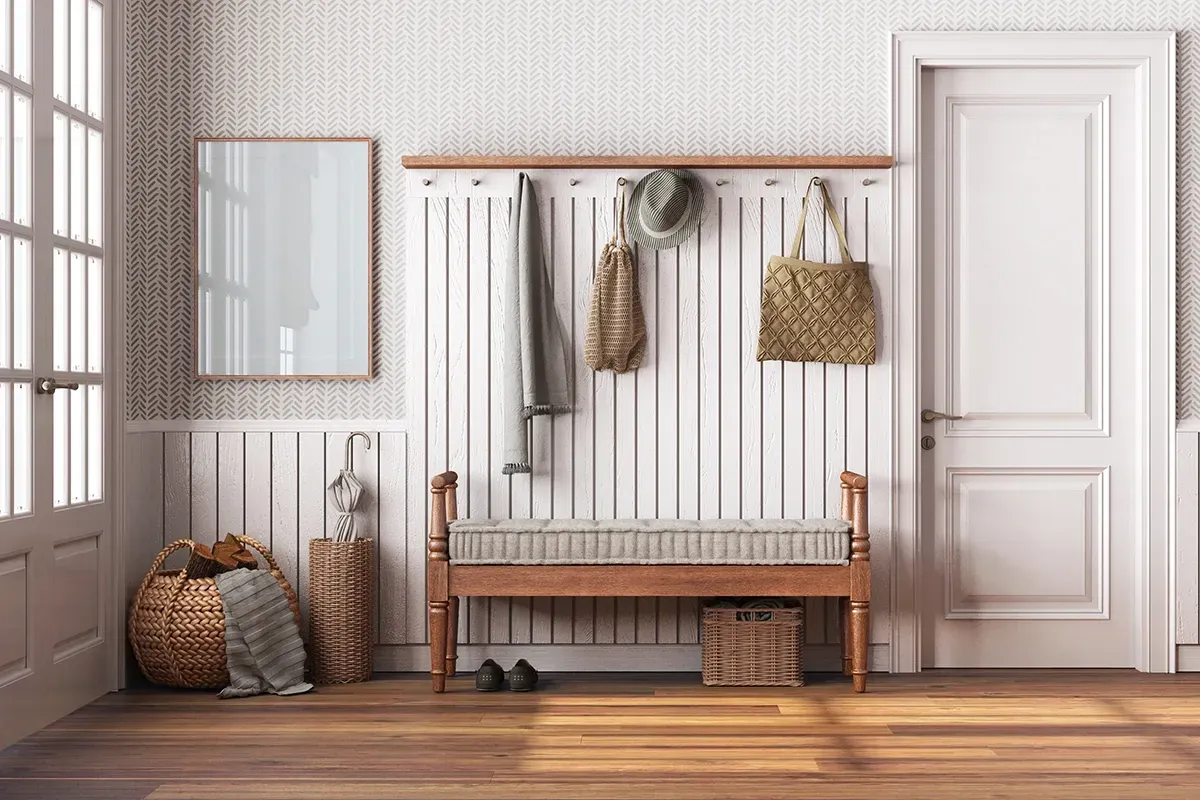 Flooring2 wood flooring showcased in a country home entryway.