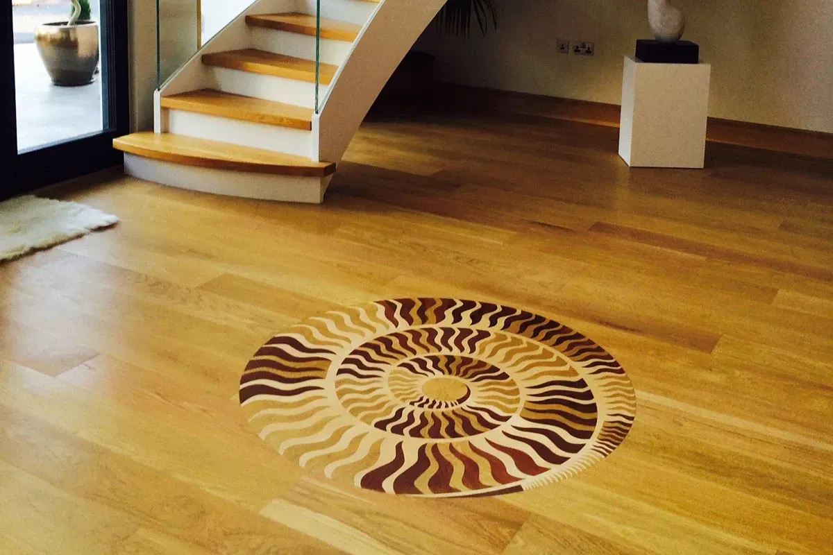 Hardwood floor medallion.