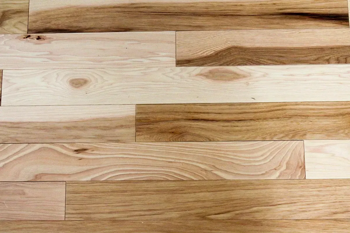 Hickory flooring close-up.