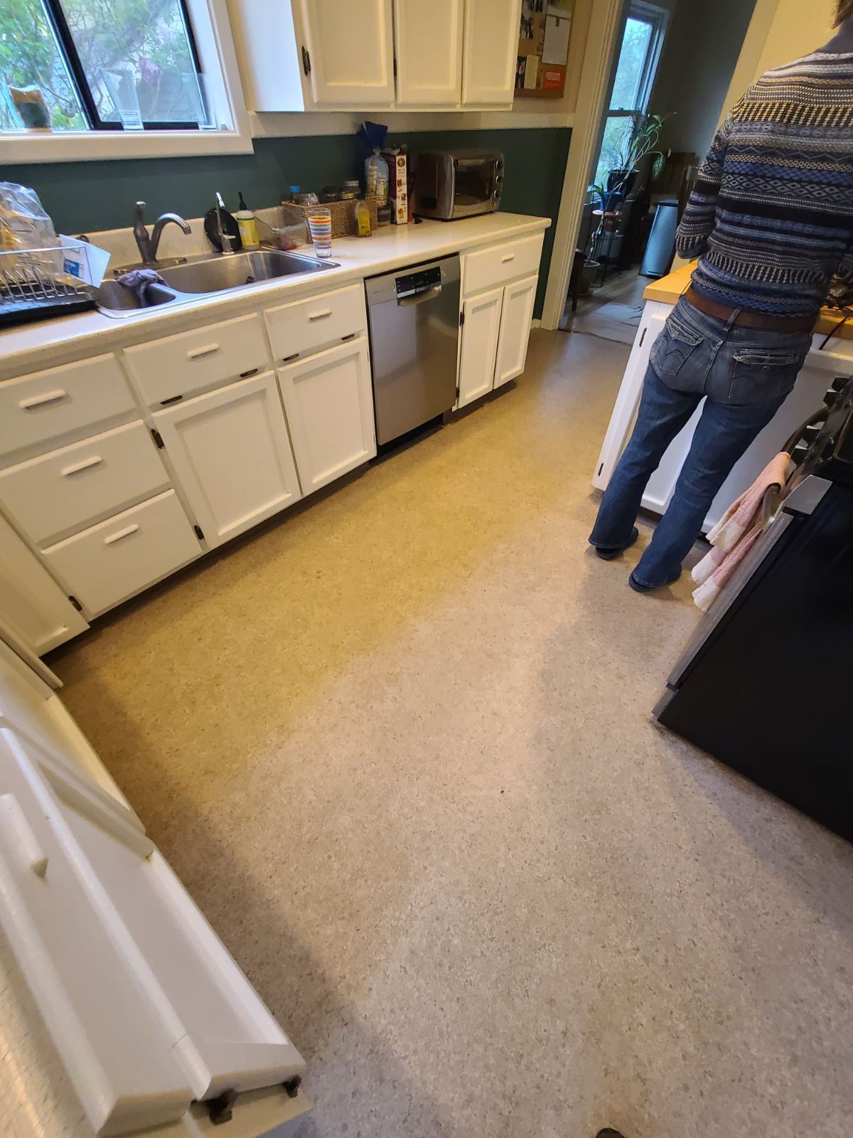 Another angle of kitchen before TAS flooring installation.