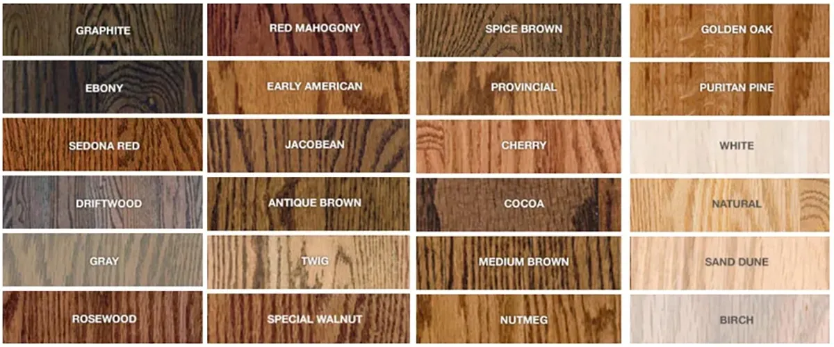 Popular hardwood floor stain colors.