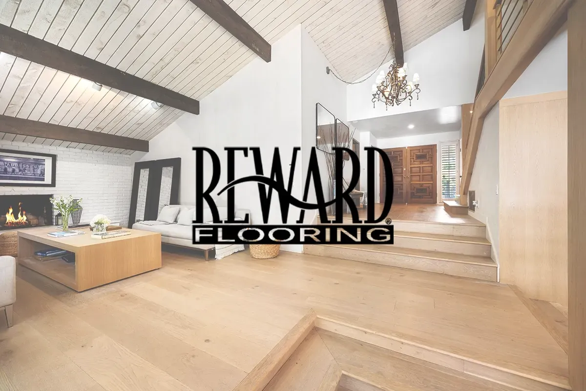 Apartment with Reward Flooring logo installed and the company logo.
