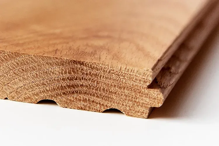 Closeup of solid wood flooring.