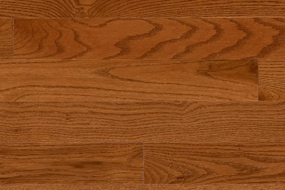 Detailed view of Superior Flooring, solid hardwood, Gunstock model, Material: red oak.