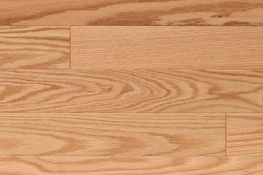 Detailed view of Superior Flooring, solid hardwood, Natural model, red oak.