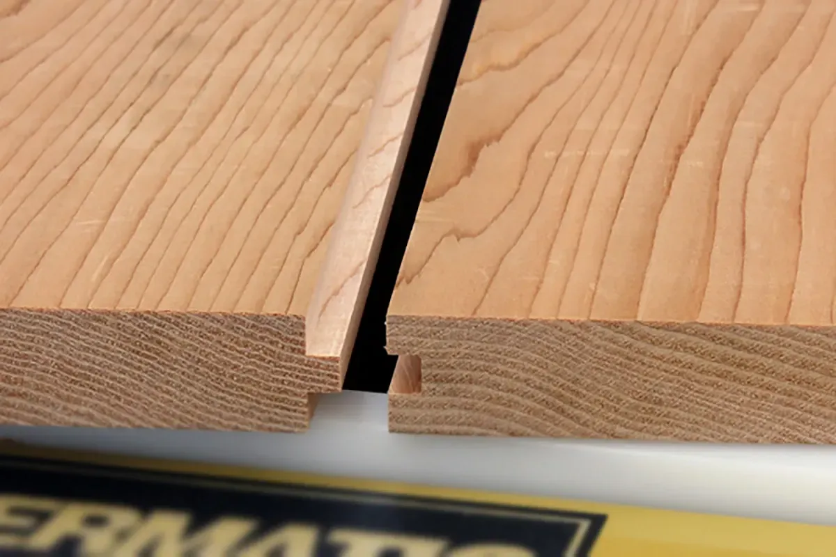 Tongue and groove flooring closeup.