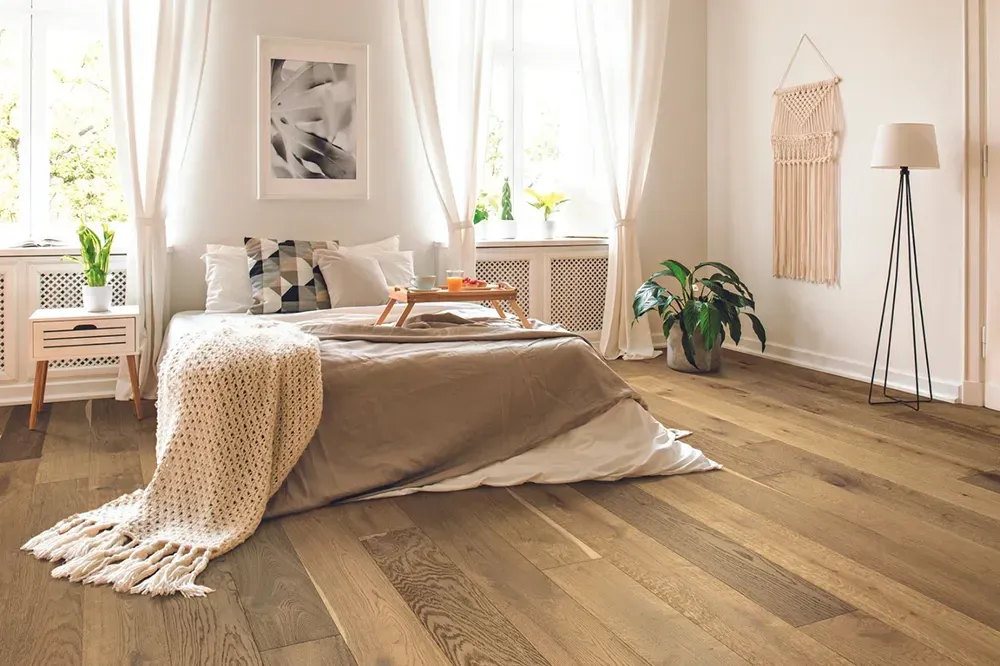 Vinyl flooring in bedroom.