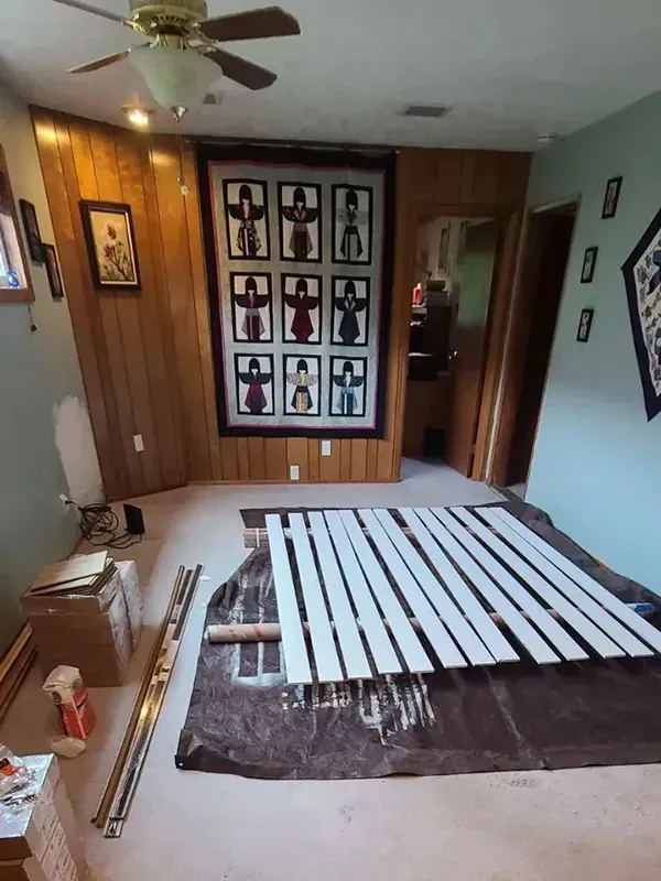 Room being prepared to install Wicanders cork flooring.