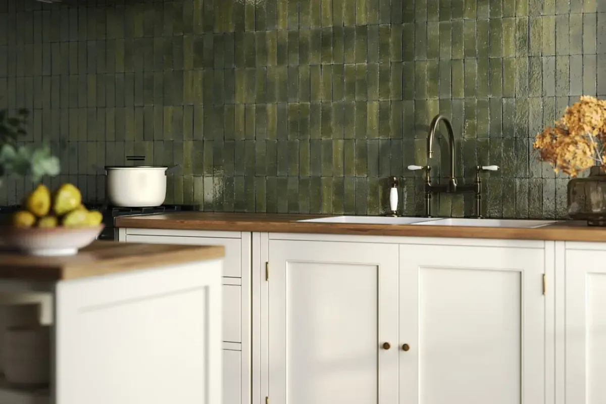 Zellige Tiles in modern kitchen.