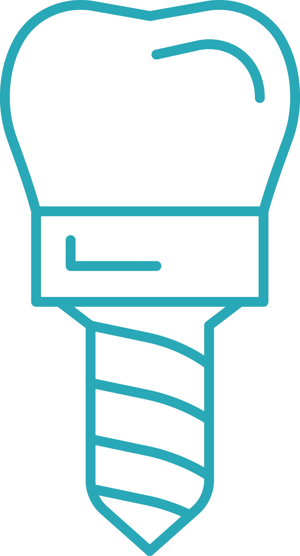 An icon of a dental implant with a screw attached to it.