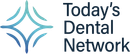 The logo for today 's dental network has a blue diamond in the middle.