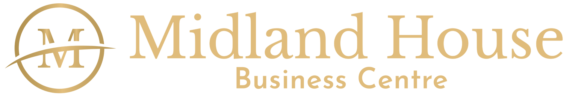 Logo for Midland House Business Centre in gold lettering.