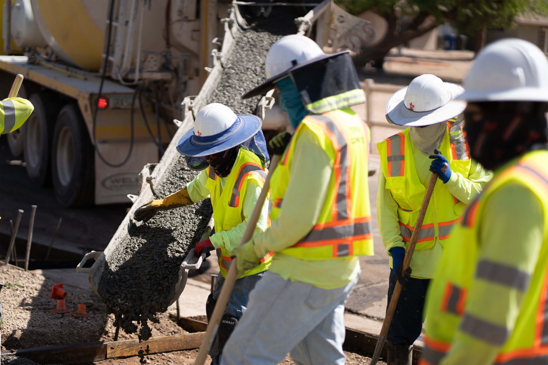 A row of houses with a white picket fence in a residential neighborhood.