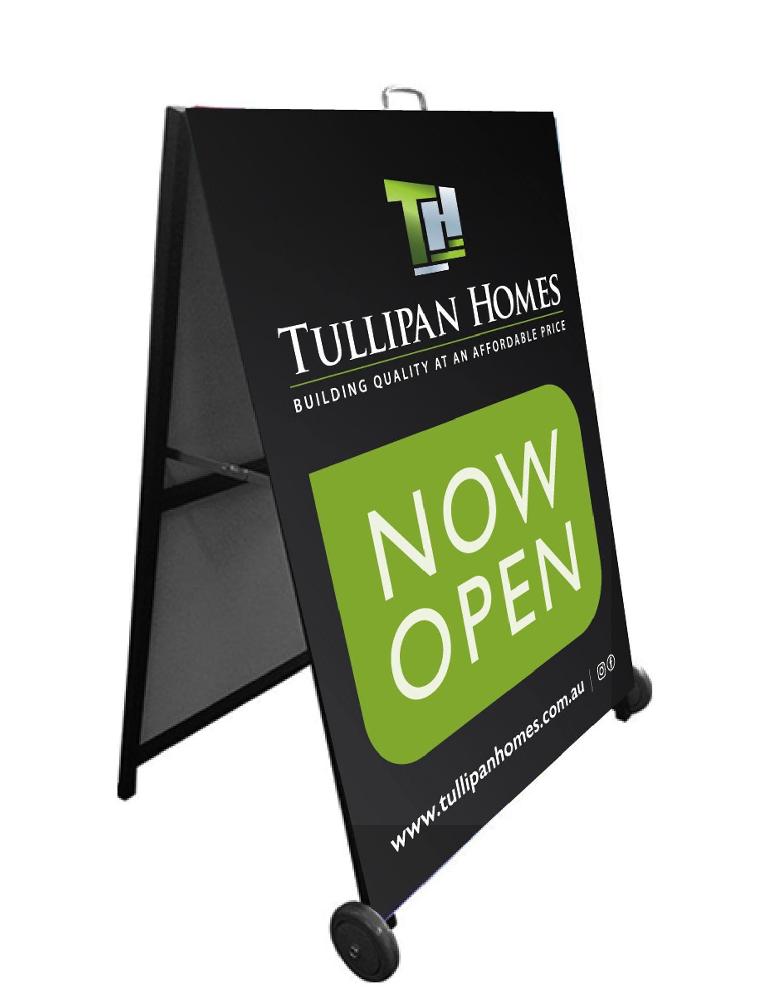 A frame sign to promote business Tullipan Homes — Solis Signs in Toukley, NSW