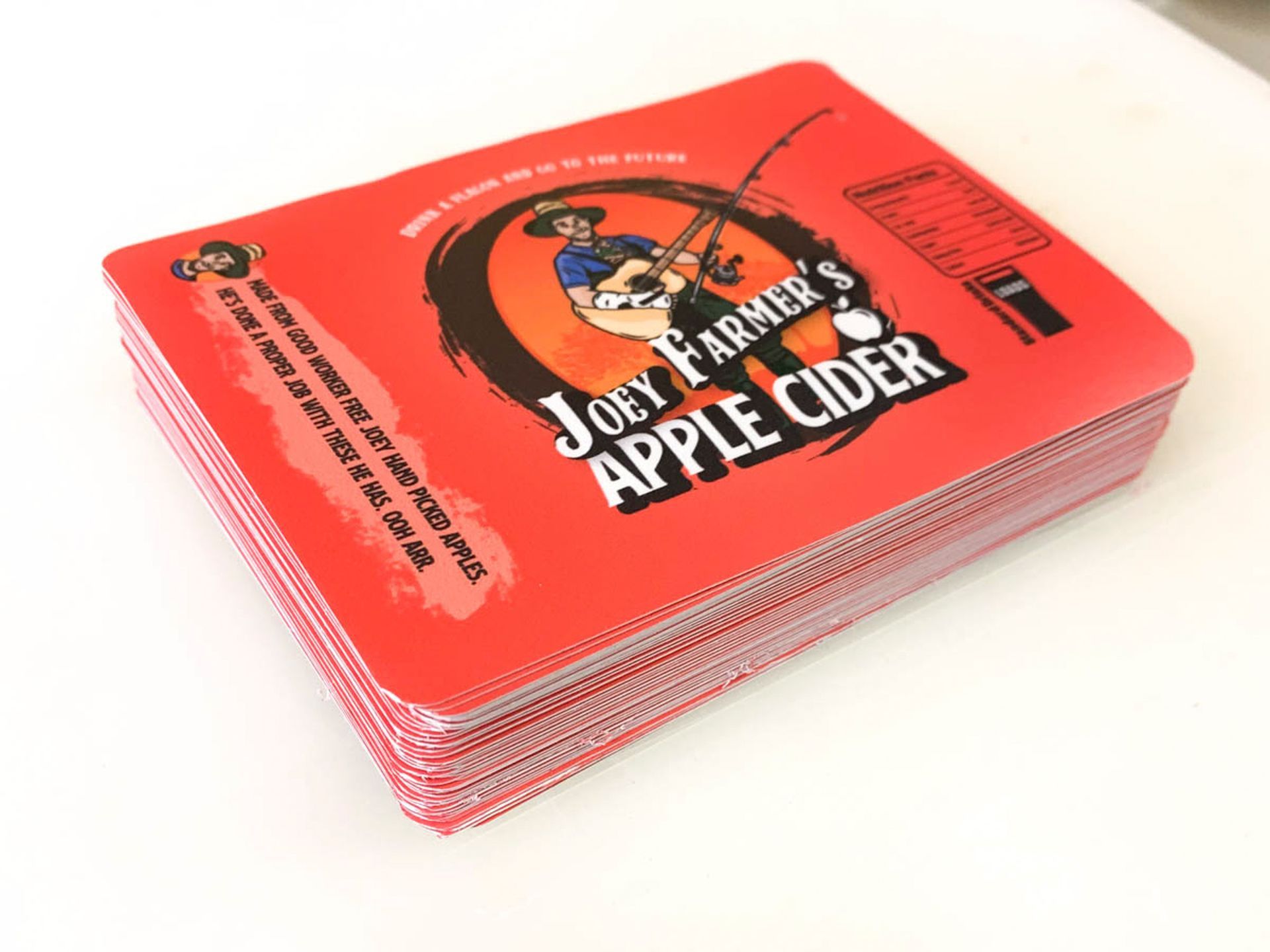 Business Cards designed and printed out saying Joey Farmer's Apple Cider — Solis Signs in Toukley, NSW