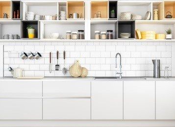 Open style custom kitchen cabinets