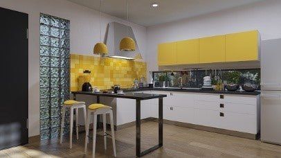 Yellow kitchen cabinet doors