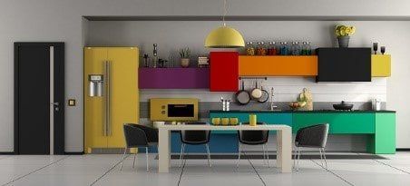 Colorful custom kitchen cabinets