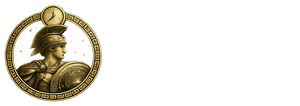 Logo with a clock icon and text that reads