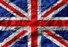 Union Jack flag with crumpled paper texture.