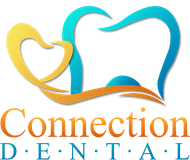 A logo for a dental office called connection dental