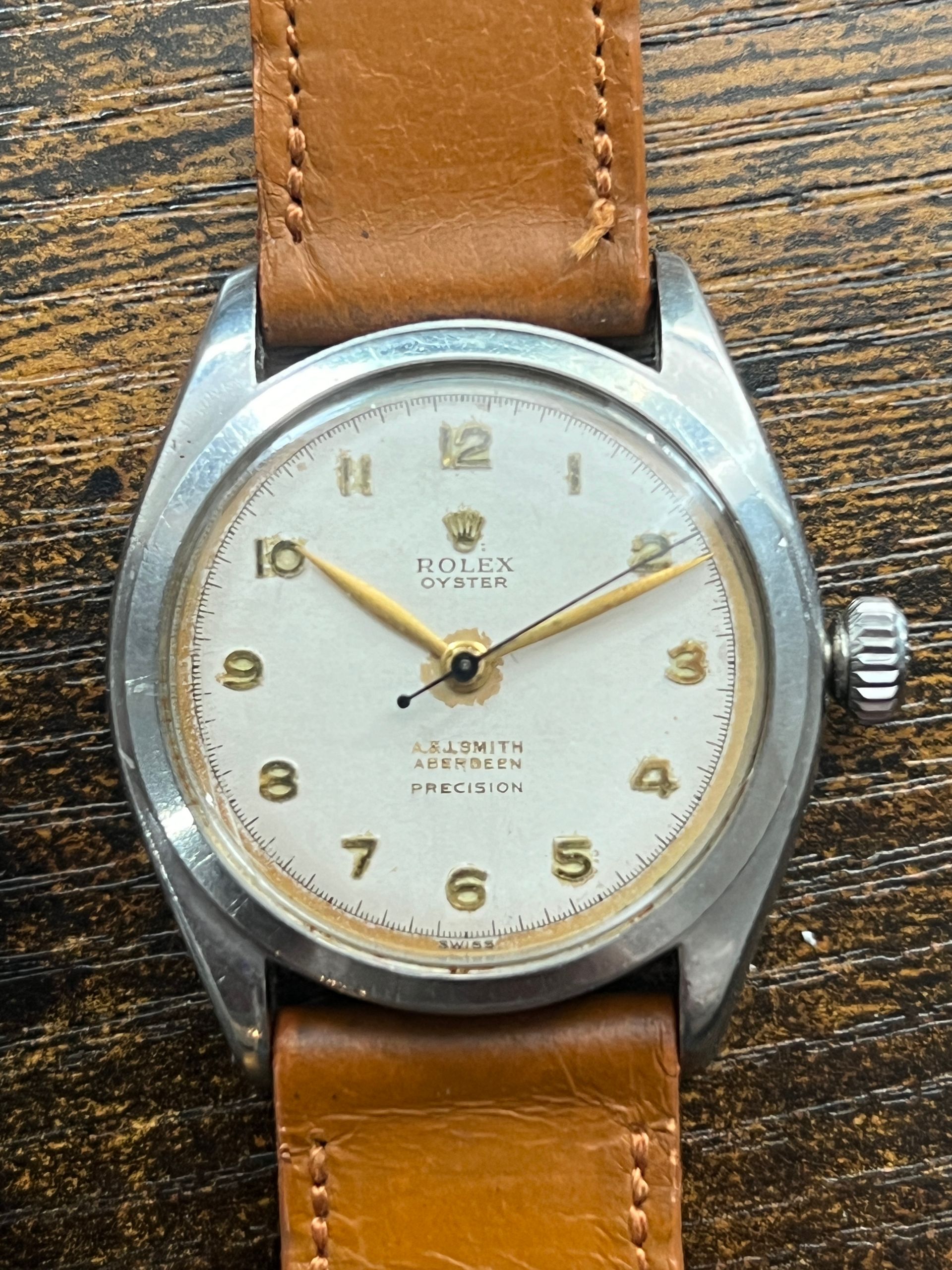 [Sold]Rolex, Rare Stainless Steel Oyster, Ref. 6022 Retailed by A.J. Smith Aberdeen